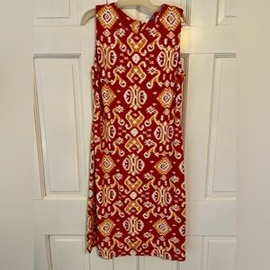 J.McLaughlin Mia Catalina Cloth Ikat Scroll Dress Coral Orange M